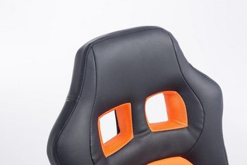 TPFLiving Bürostuhl Funny mit bequemer Rückenlehne - höhenverstellbar und 360° drehbar (Schreibtischstuhl, Drehstuhl, Gamingstuhl, Racingstuhl, Chefsessel), Gestell: Kunststoff schwarz - Sitzfläche: Kunstleder schwarz/orange