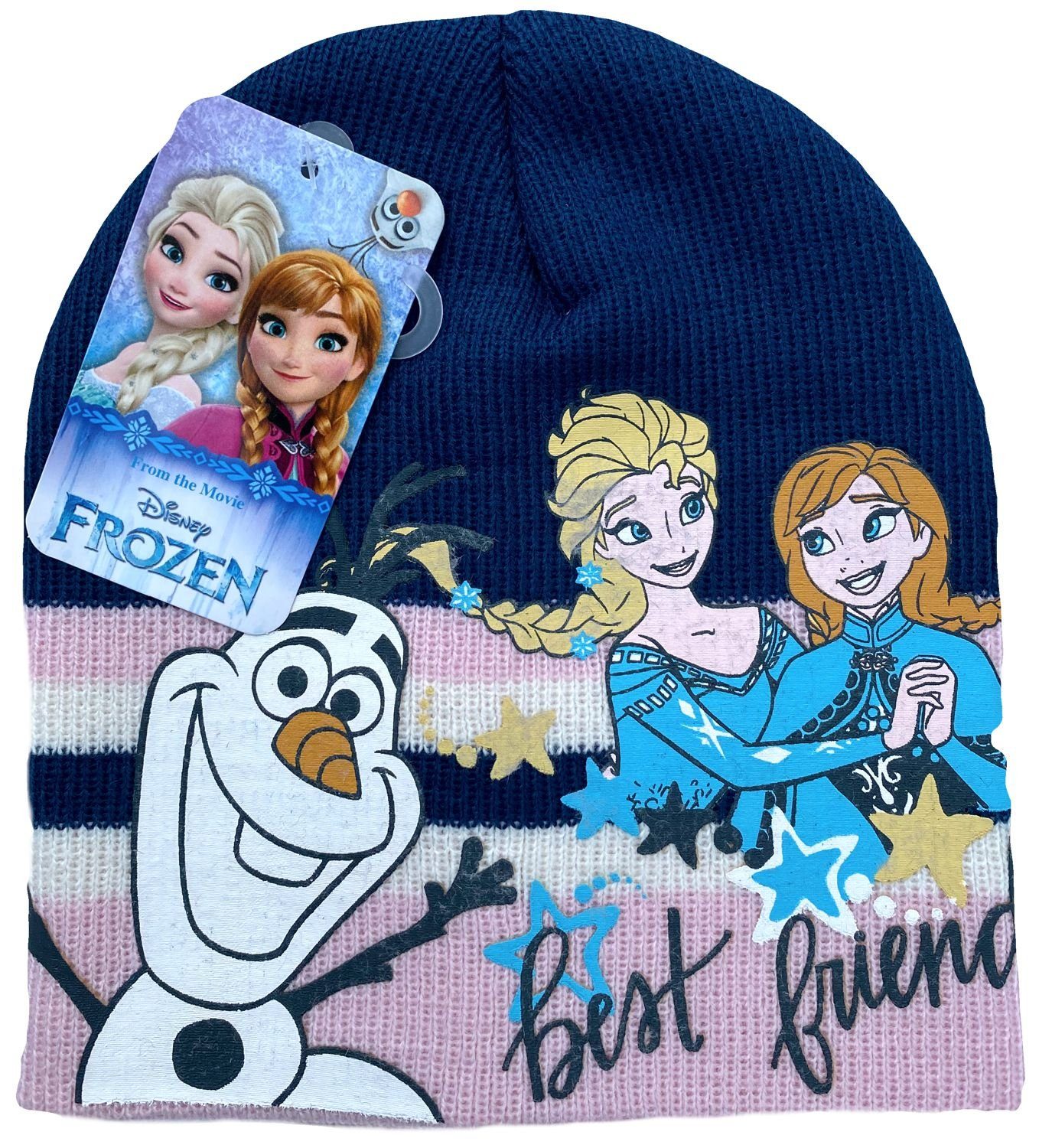 + rosa blau Die Frozen FROZEN Eiskönigin und Gr.52 54 Wintermütze Beanie Navy Beanie Mädchen Mütze Disney grau