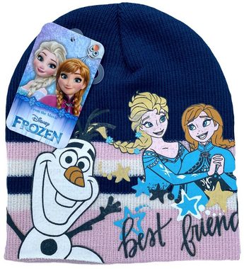 Disney Frozen Beanie FROZEN Die Eiskönigin Mädchen Mütze Beanie Wintermütze Gr.52 + 54 rosa blau und grau
