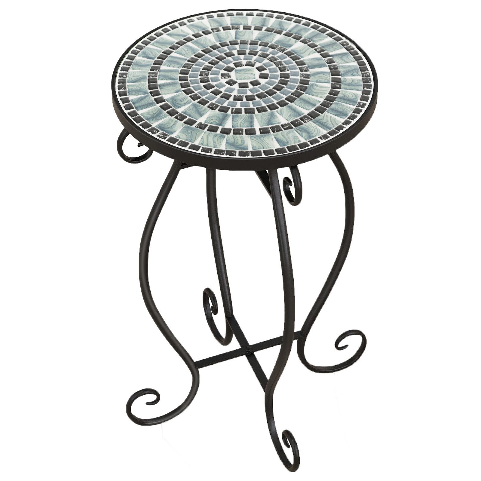 KOMFOTTEU Gartentisch Mosaik Beistelltisch, mit Metallgestell, Ø30cm günstig online kaufen