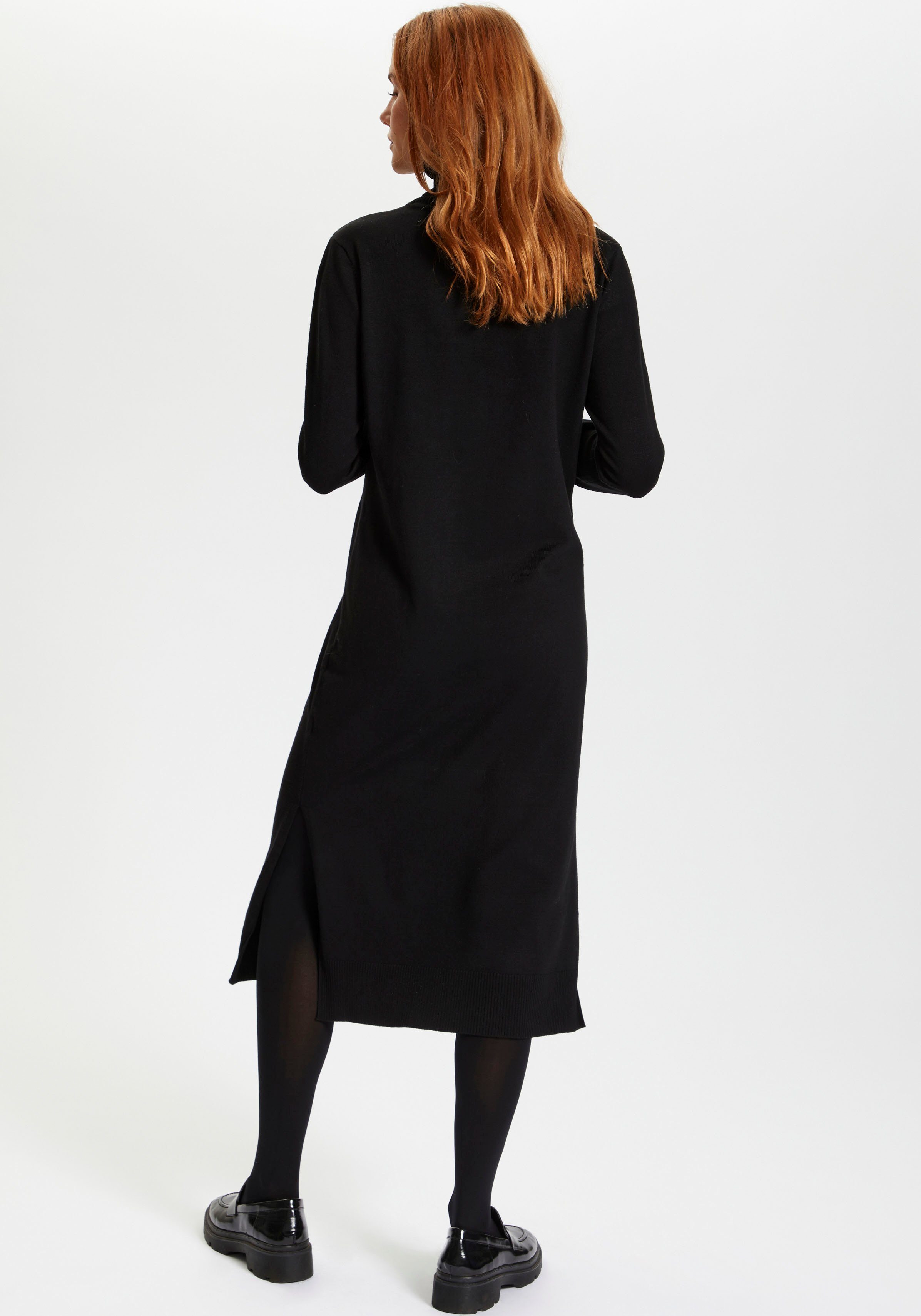 Tropez Long black Dress mit Saint Rollkragen Strickkleid SZ-Roll-neck