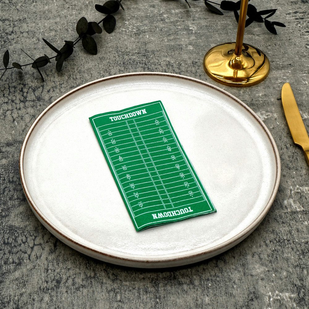 40YARDS Papierserviette American Football Servietten im Spielfeld Design, (24 St., 33 x 33 cm), Made in EU, 1/8-Falz -> Buch-Falz