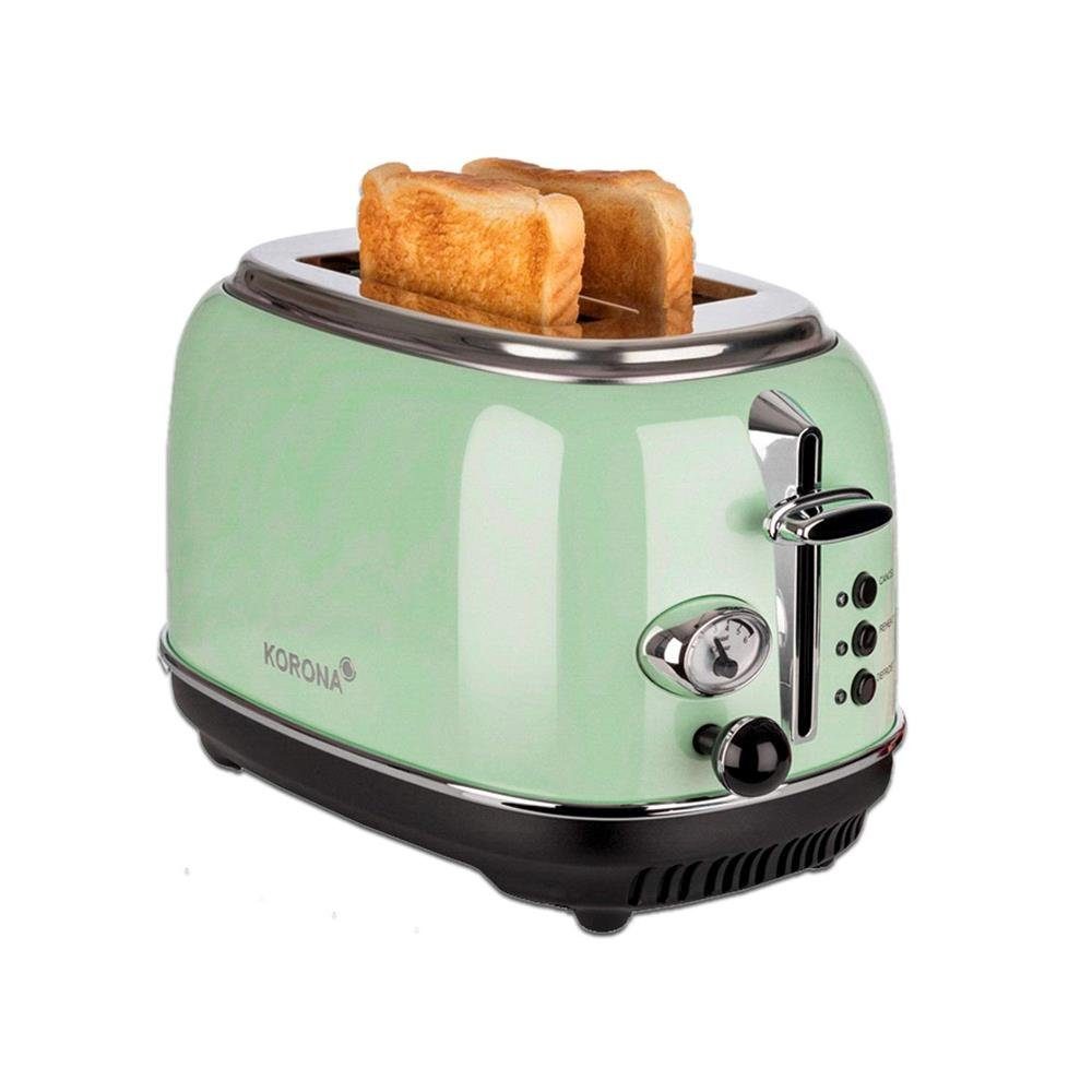 KORONA Toaster 2 Scheiben Retro Toaster, Vintage Style, Design, analoge Röstgrad-Anzeige, Brötchen-Aufsatz