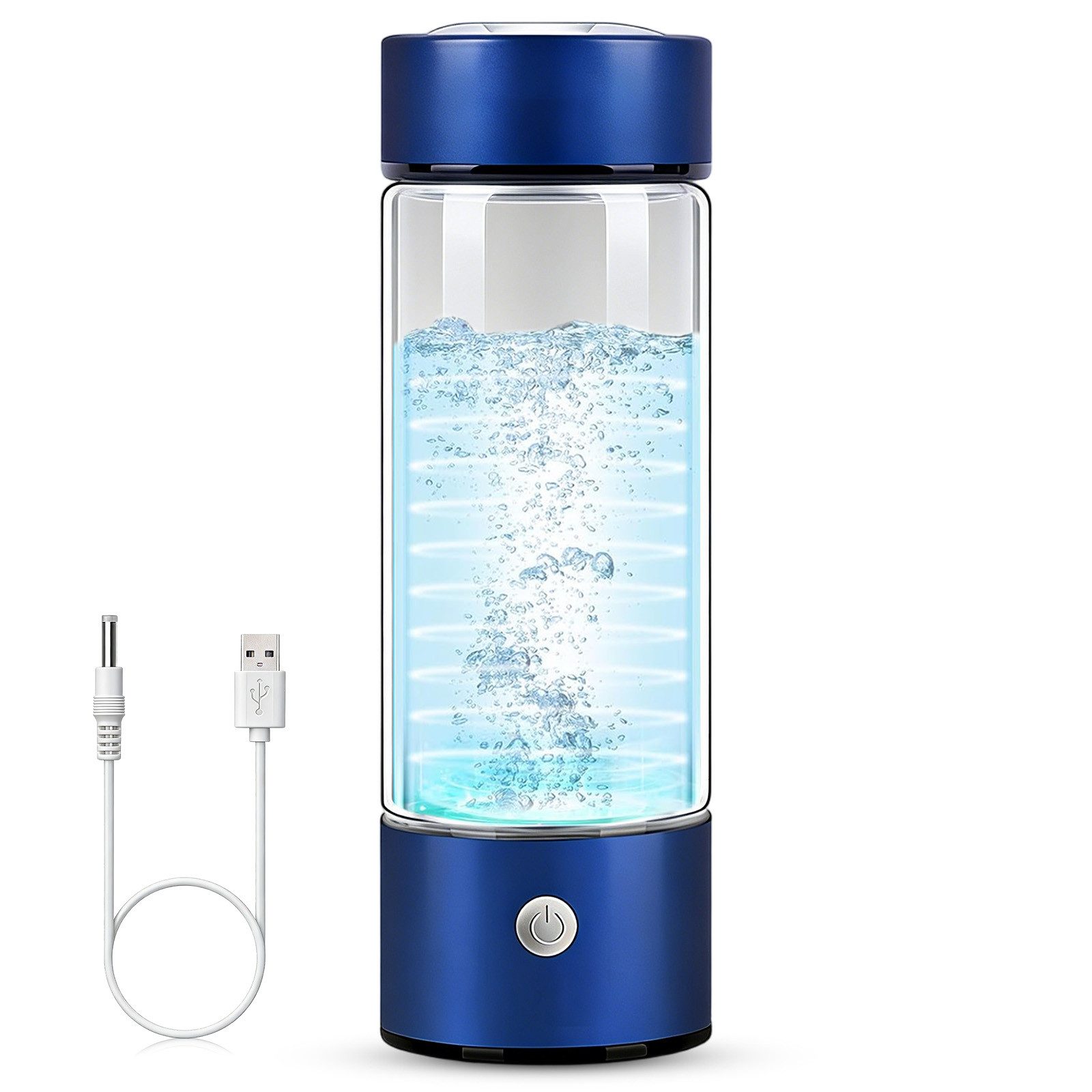 AKKEE Trinkflasche Wasserstoff Wasserflasche mit SPE- und PEM-Technologie, Borosilikatglas, 420ml