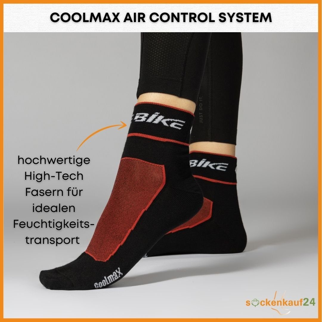 sockenkauf24 Funktionssocken Coolmax Quarter Fahrrad-Socken für Herren & Damen (3-Paar) Atmungsaktive Radsport Socken 50302P WP