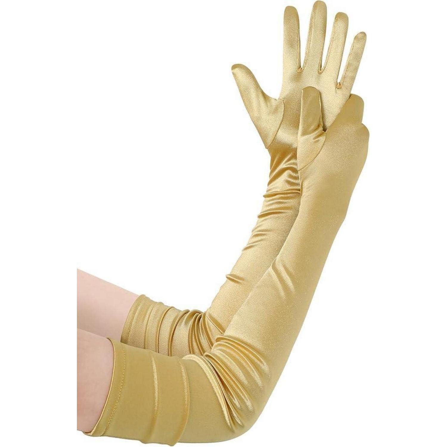 LuxusKollektion Abendhandschuhe Handschuhe Damen Satin 70cm Gold Vintage (1-St)