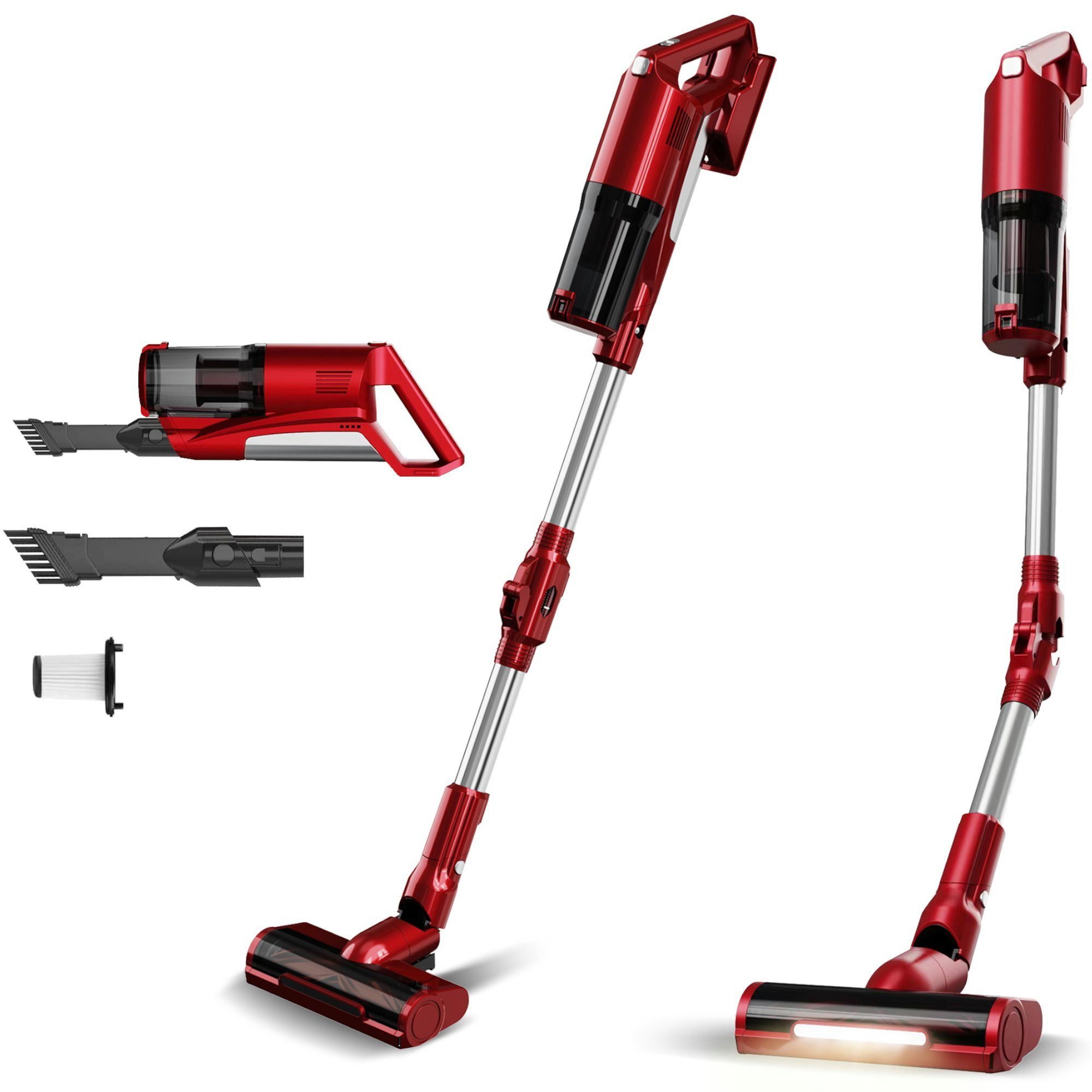 TurboTronic by Z-Line Akku-Hand-und Stielstaubsauger 2 in 1 Akku mit 11 kPa, 45 Min. Laufzeit und faltbarem Saugrohr, 120 W, beutellos, HEPA Filter, LED Turbobürste, 0,6 l Behälter und 2 Saugstufen