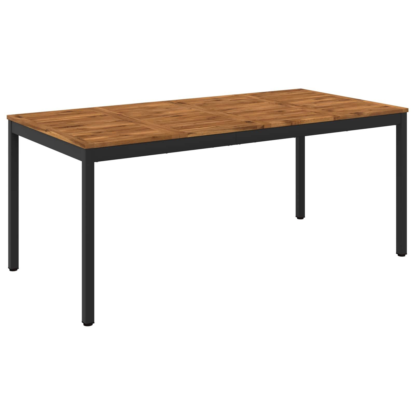 vidaXL Gartentisch Gartentisch Natürlich und Schwarz 180 x 88,5 x 75 cm (1-St)
