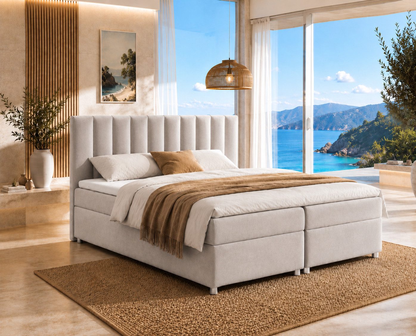 Best for Home Boxspringbett Trinity K-10 mit zwei Bettkästen & 7-Zonen Komfort-Topper (Doppelbett mit Stauraum, Federkernmatratze, gepolstertes Kopfteil, Doppelbett versch. Größen, 140x200 160x200 180x200 200x200 cm), Handwerksqualität, TOP Preis-Leistung