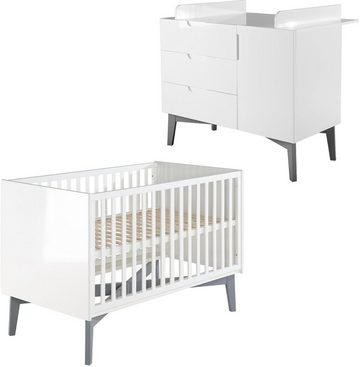 roba® Babymöbel-Set Retro 2, (Spar-Set, 2-St., Kinderbett, Wickelkommode), mit Kinderbett & Wickelkommode; Made in Europe