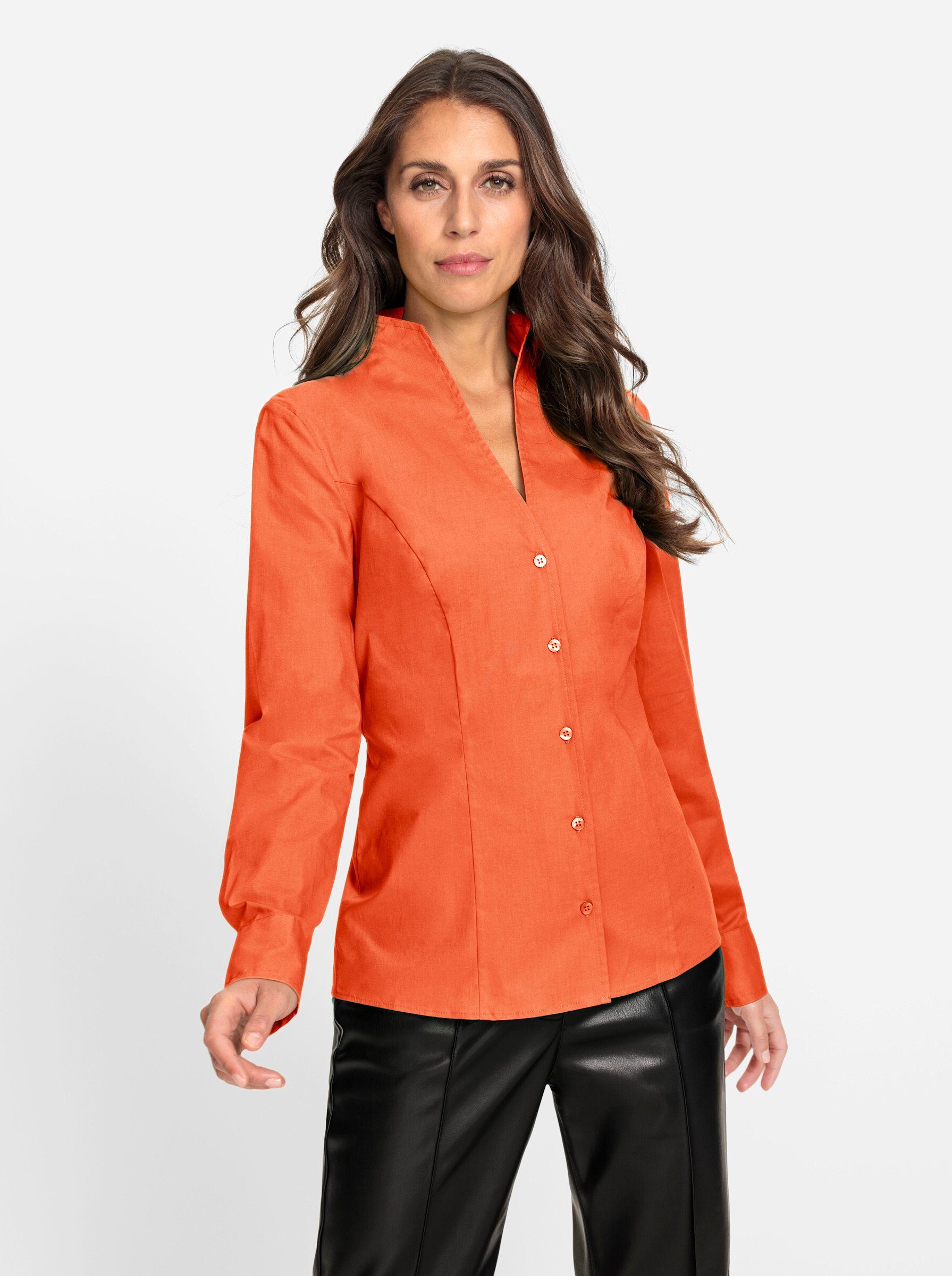Klassische Bluse Stehkragen-Bluse