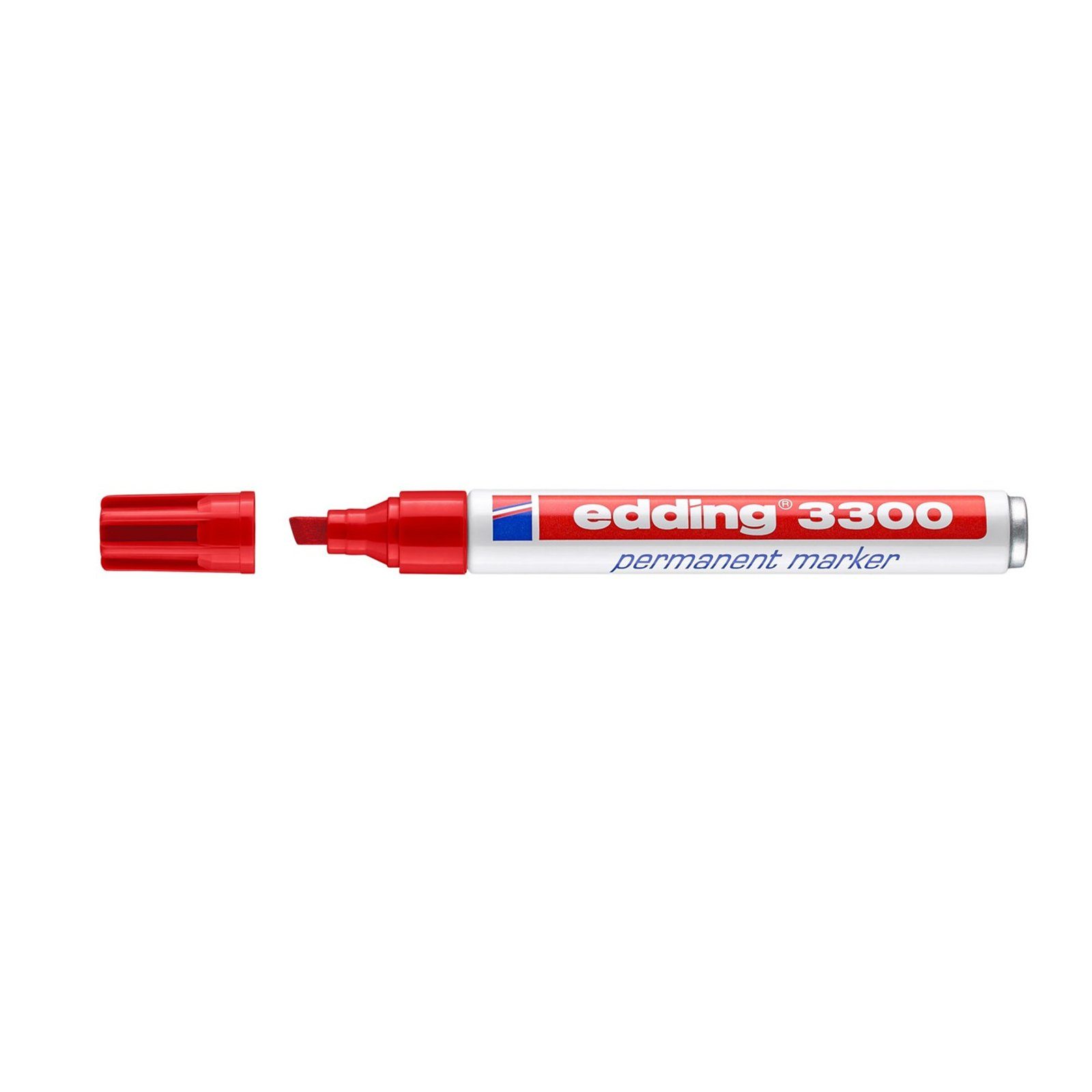 edding Permanentmarker Permanent-Marker Keilspitze 1-5 mm edding 3300, (Stück, 1-tlg), Markierungsstift Rot