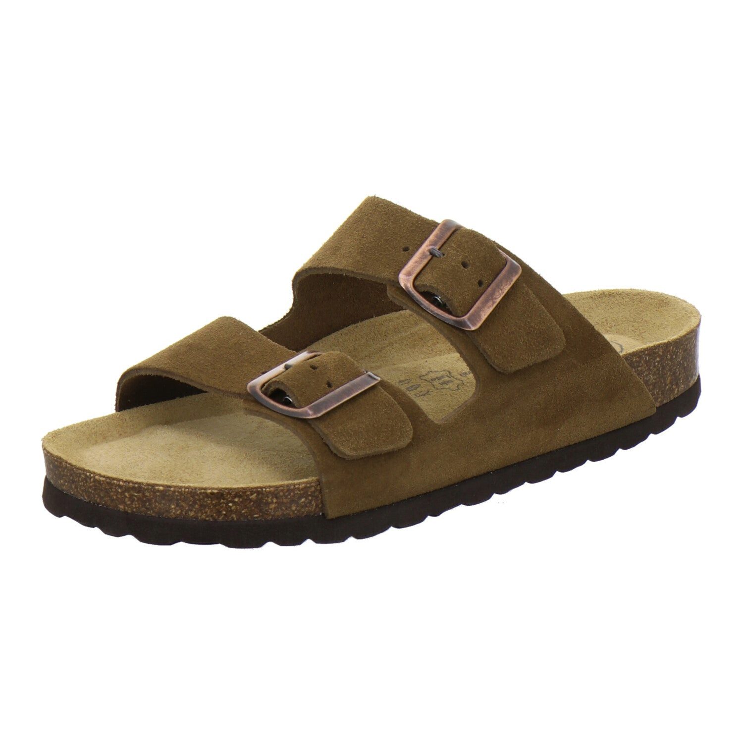 AFS-Schuhe Damen Zweischnaller Pantolette aus Veloursleder mit Fußbett, Made in Germany