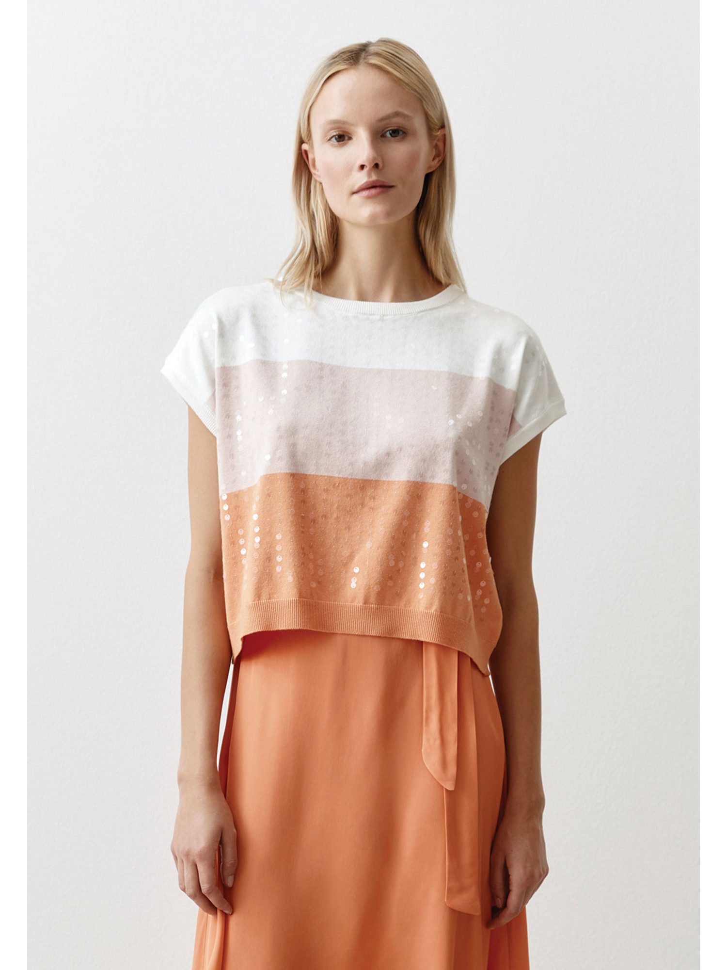 Rundhalspullover Blockstreifenpullover
