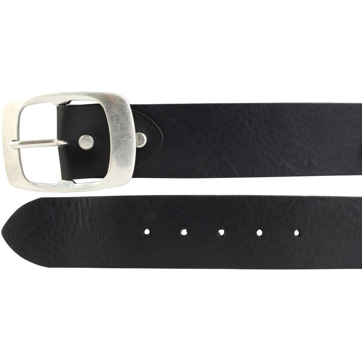 cm BELTINGER Doppel-Schnalle Jeansgürtel Schwarz, Leder-Gürtel aus 5 Altsilber Ledergürtel mit Vollrindleder -