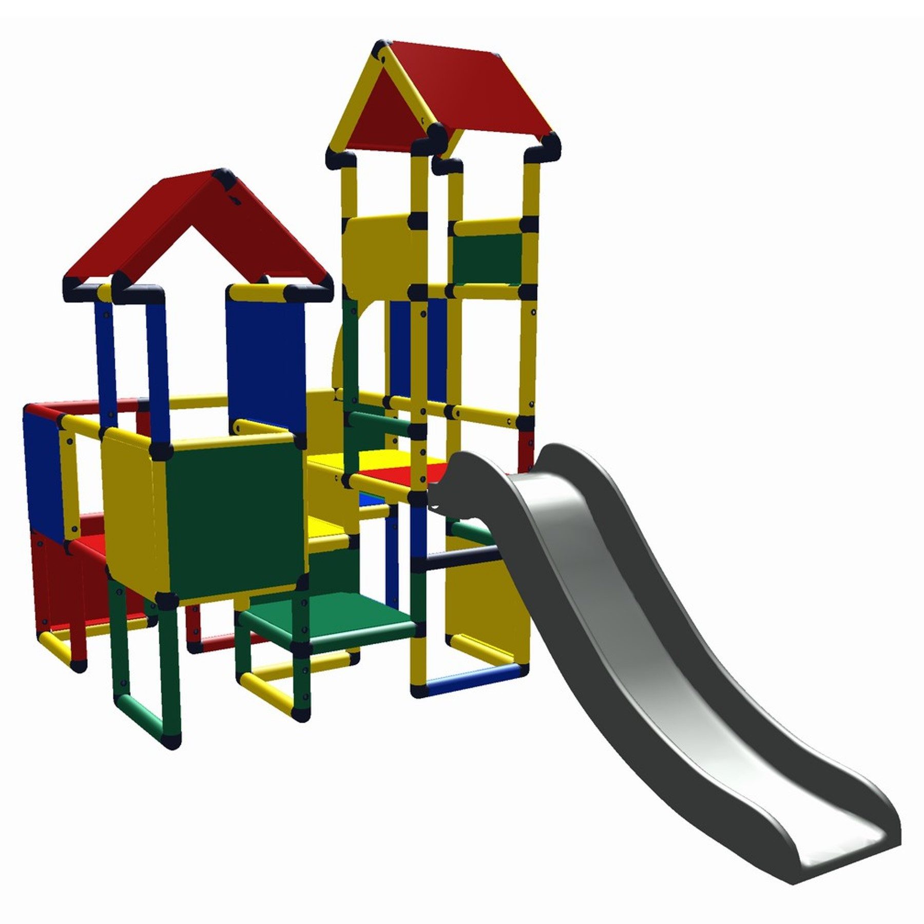 move and stic Klettergerüst "Moritz" Motoriktrainer für Kleinkinder mit Rutsche Konstruktions-Spielset, (aus recyclebarem UV-beständigem Kunststoff), Indoor Outdoor, für das Kinderzimmer oder den Garten