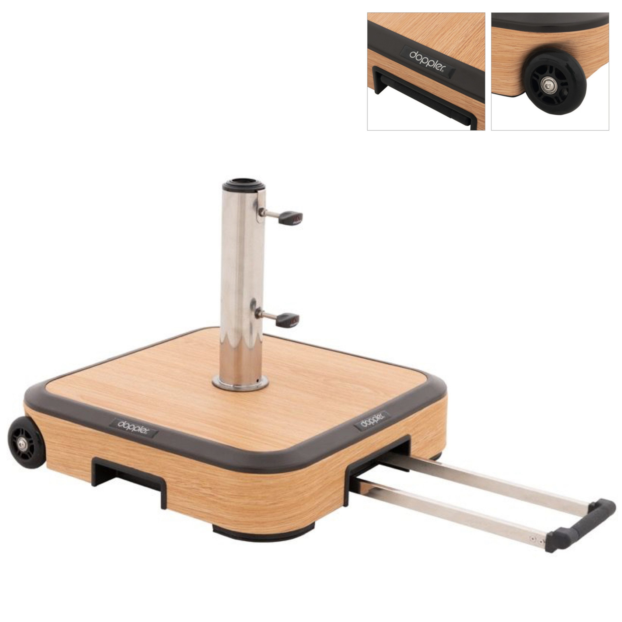 doppler® Sonnenschirm Doppler Alu-Wood Trolley Sockel Rollsockel 50 kg Holzoptik 56 x 56 cm
