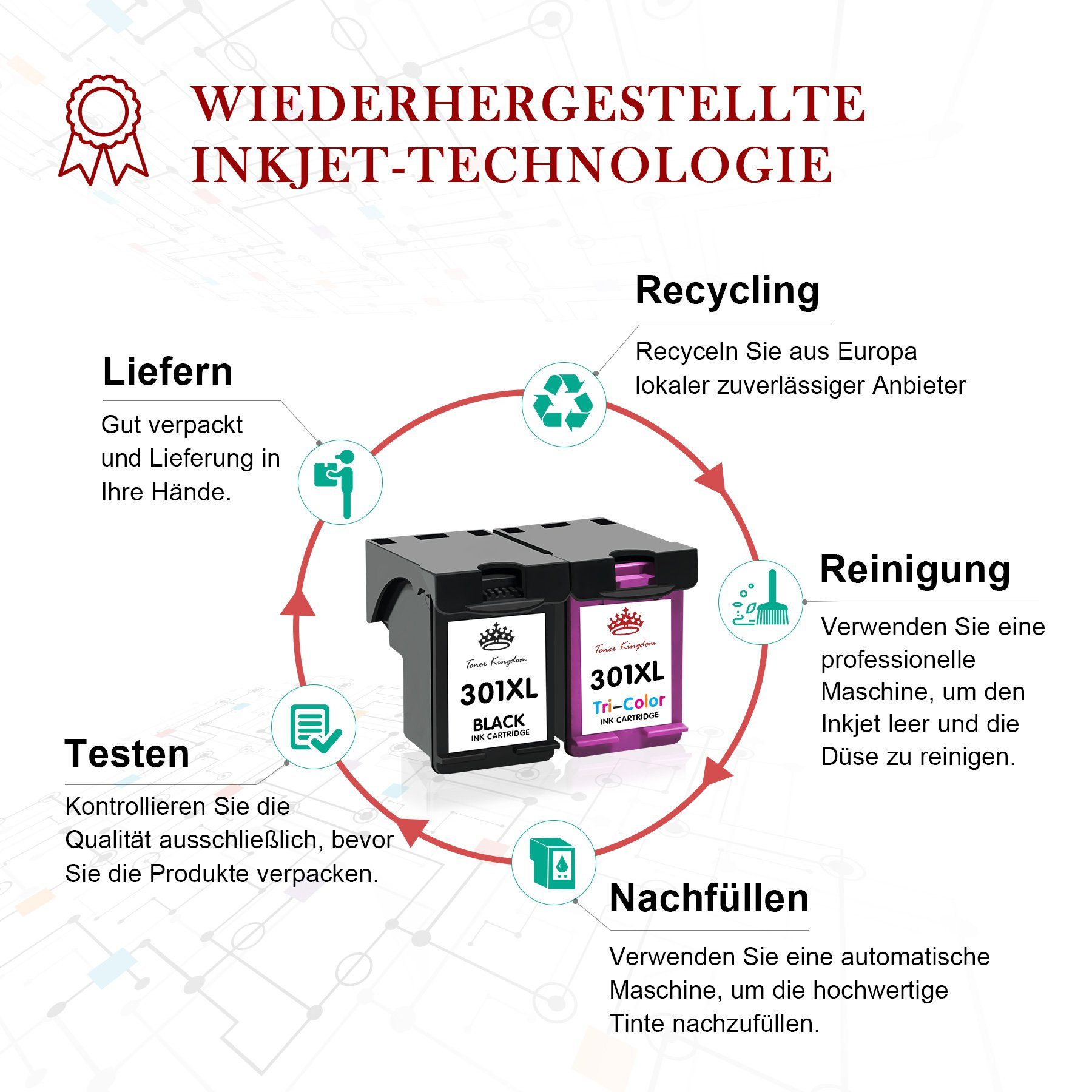 Toner deskjet 2542 301 Kingdom 2PACK für HP 301XL HP Tintenpatrone XL 3055a 2540