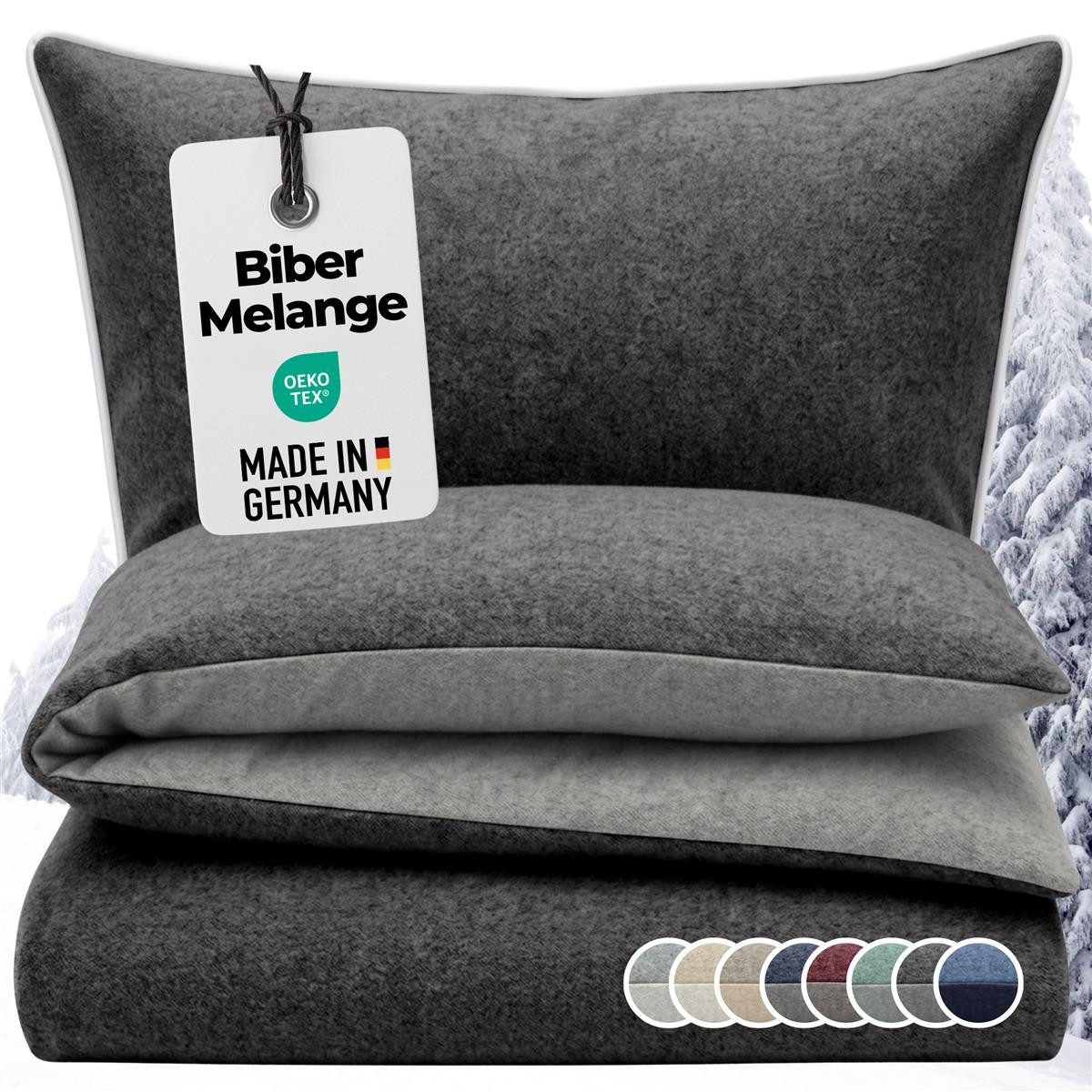 Carpe Sonno Wendebettwäsche Biber Bettwäsche Winter Flanell Baumwolle 135x200 / 155x220 / 200x200, Biber, 3 teilig, MADE IN GERMANY Kuschelige Wendebettwäsche flauschig - 200 x 200