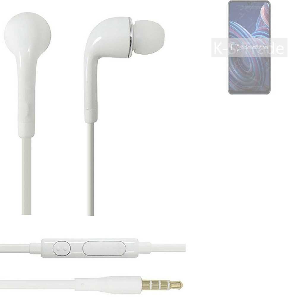K-S-Trade für ZTE Blade A72 In-Ear-Kopfhörer (Kopfhörer Headset mit Mikrofon u Lautstärkeregler weiß 3,5mm)