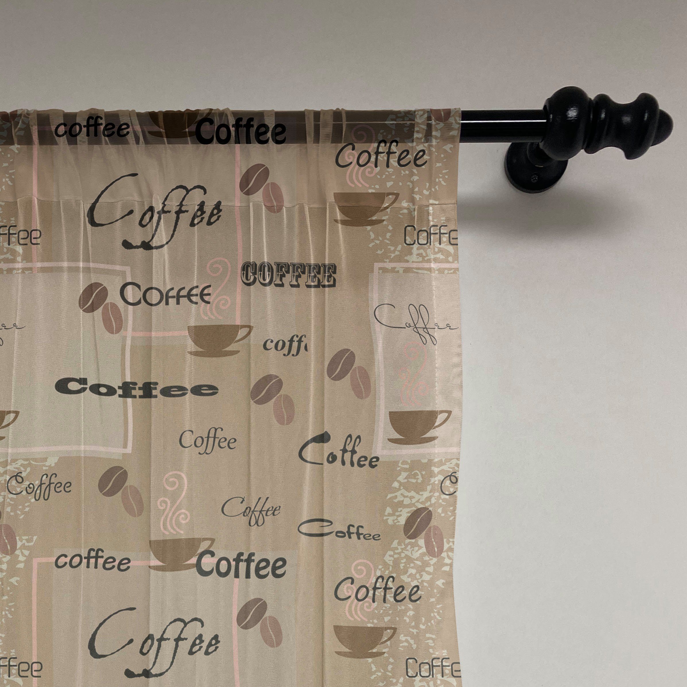 Gardine schiere Beans 2 Coffee Kaffee Party Hochzeit Panels, Typography Drapierung Abakuhaus, für