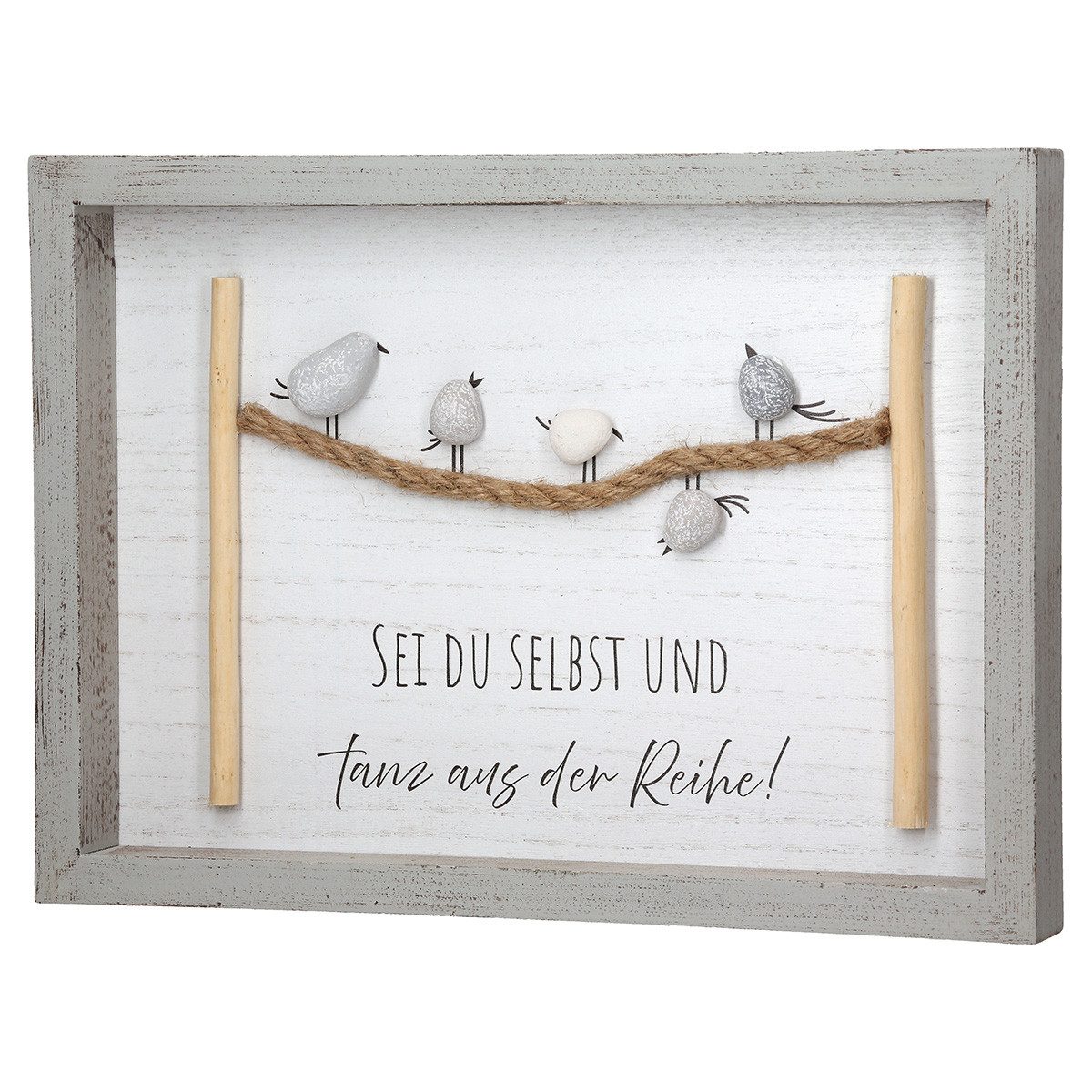 GILDE Bild Steinbild 2er-Set 61019 Vogelparade mit Sprüchen MDF 33 x 24 cm