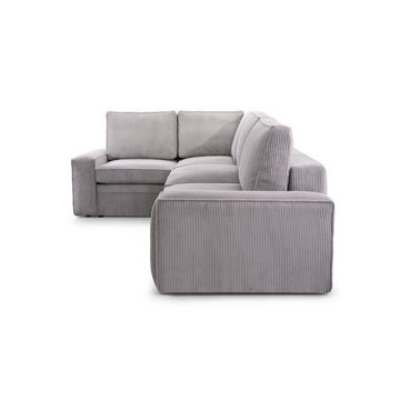 Beautysofa Ecksofa Tobias, mit Bettfunktion, Bettkasten, Velourstoff mit Cord-Struktur, L-Form Corner Sofa, Polstersofa für Wohnzimmer, Ottomane rechts oder links montierbar