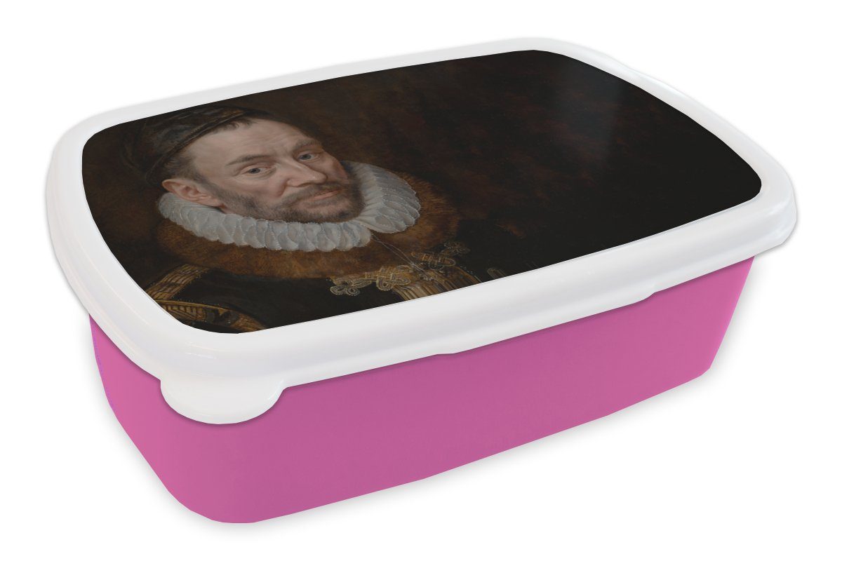 MuchoWow Lunchbox Wilhelm von Oranien - Gemälde - Alte Meister - Kunst, Kunststoff, (2-tlg), Brotbox für Erwachsene, Brotdose Kinder, Snackbox, Mädchen, Kunststoff rosa