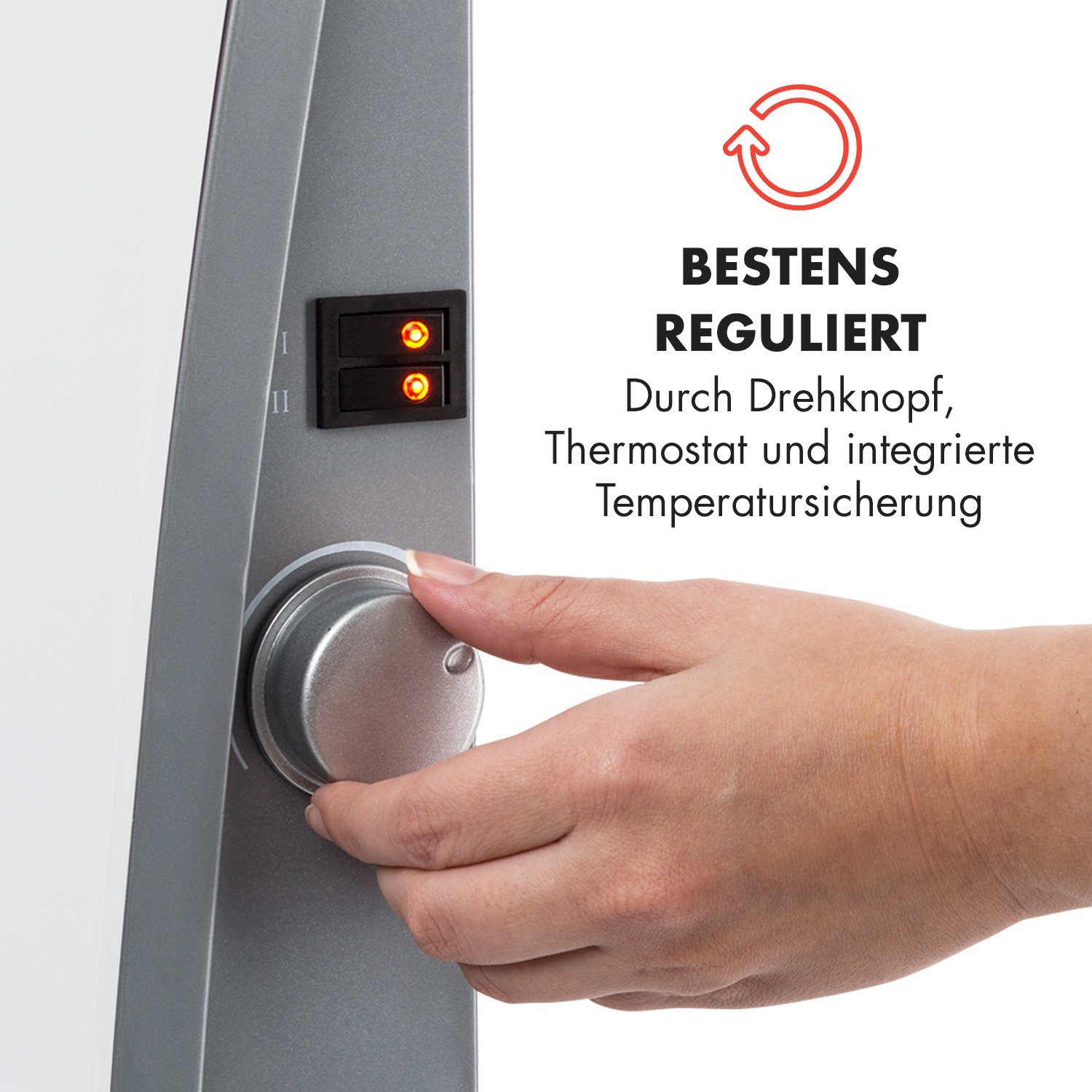 Heizung mit 1500W Thermostat Heizstrahler Heizgerät und Heizstrahler Standgerät, 1500 900 W, 600, Glaskonvektor Klarstein