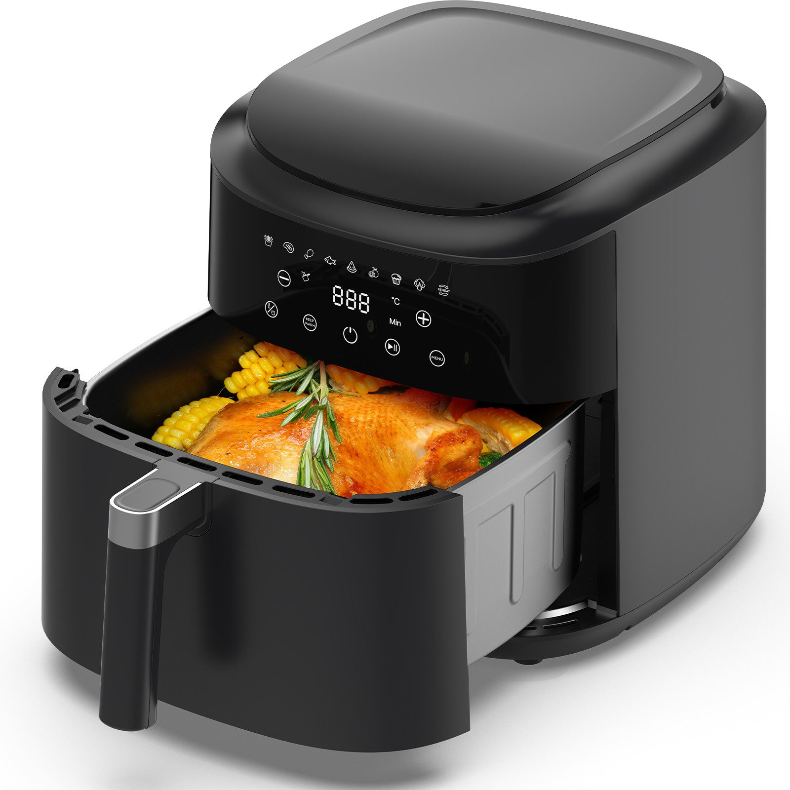 AIMAX Heißluftfritteuse 9 Liter, XL Airfryer mit Touchscreen, 360° Heißluft-Technologie, 2950 W, LED-Anzeige, Air Fryer mit 9 Programmen, Ohne Öl