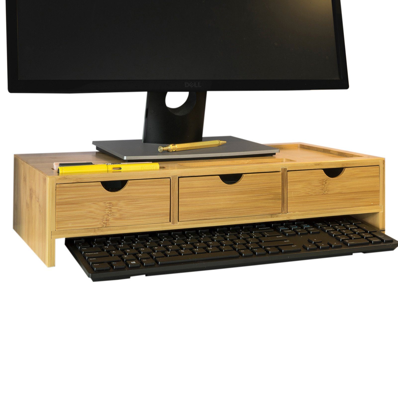 SoBuy »BBF03« Monitor-Halterung, (Monitorerhöhung Monitorständer  Bildschirmständer Schreibtischaufsatz mit Fächern und 3 Schubladen) online  kaufen | OTTO