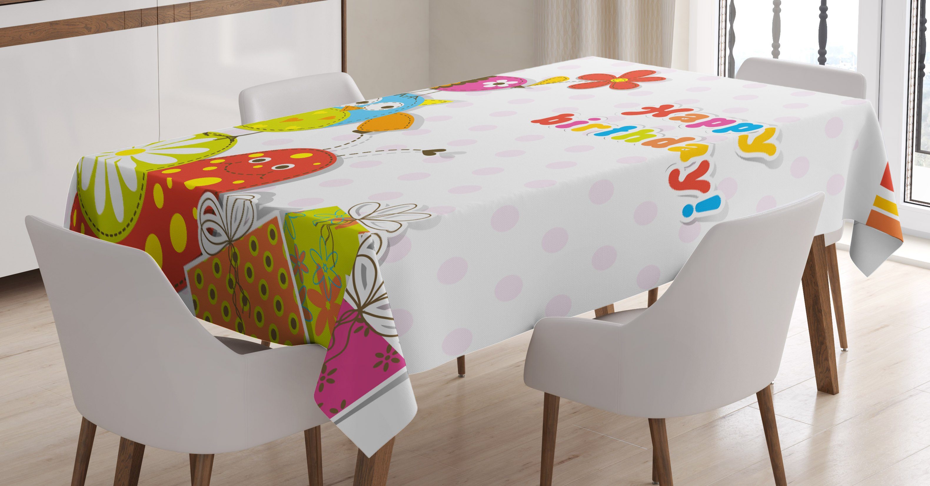 Tischdecke Abakuhaus Bereich Für Außen Farben, geeignet Geburtstags-Eulen-Vögel Klare Waschbar Farbfest den Geburtstag