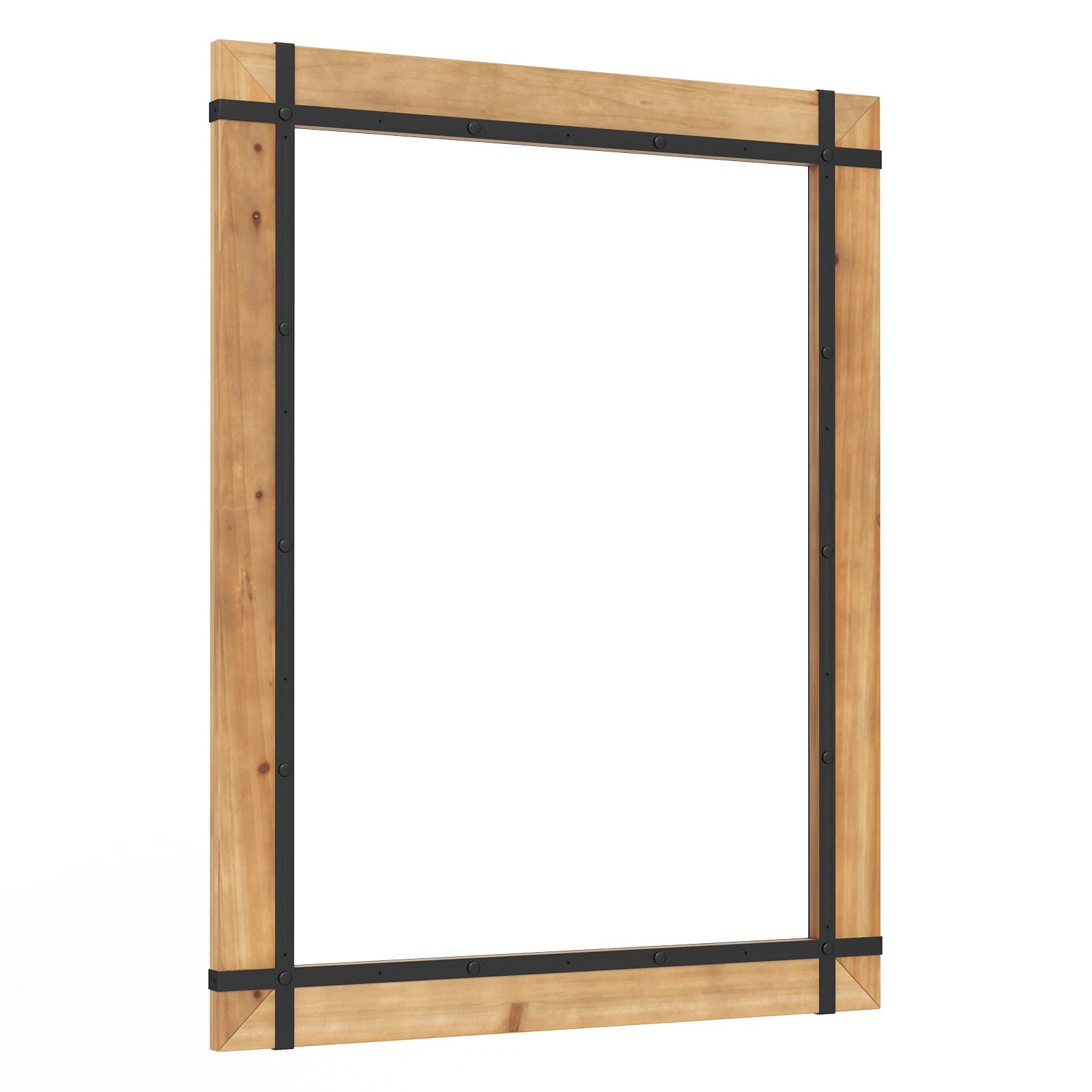 COSTWAY Spiegel, Wandspiegel mit Holzrahmen, unbrechbar, 77 x 100 cm