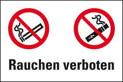 König Werbeanlagen Hinweisschild E-Zigarette und Rauchen verboten,pb,Kunststoff,200x300mm