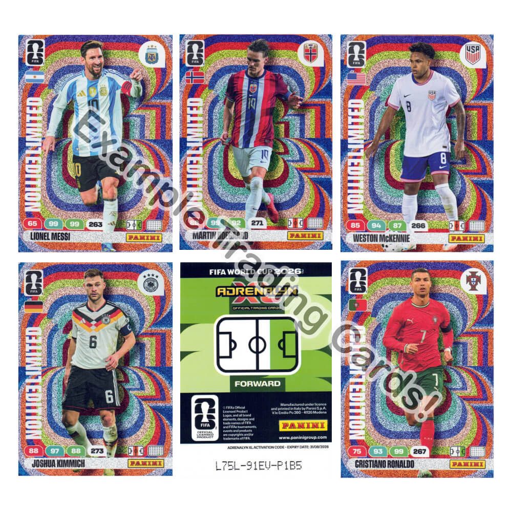 Panini Sammelkarte Fifa World Cup 2026 Adrenalyn XL - WM Trading Cards Sammelkarten, - 5 Limited Edition Karten