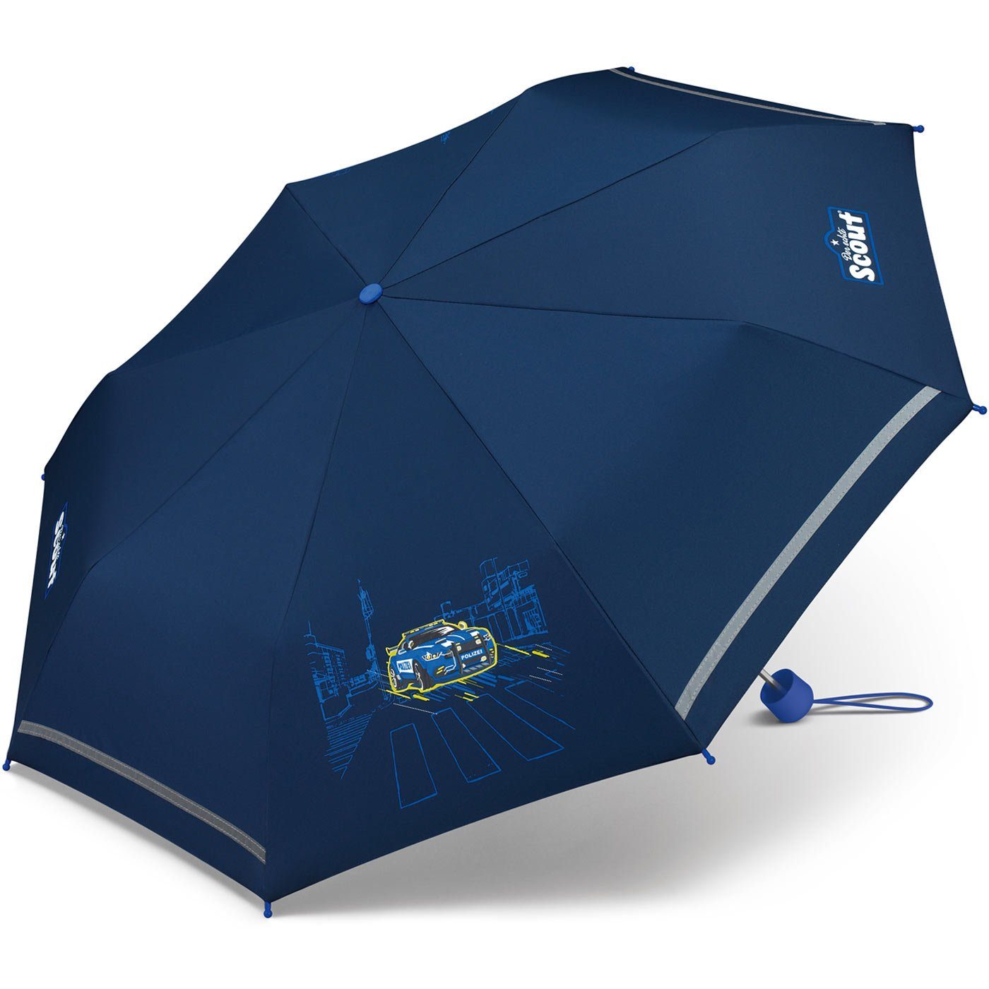 Scout Taschenregenschirm Mini Basic bedruckt, leicht reflektierend Kinderschirm