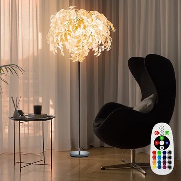 etc-shop LED Stehlampe, Leuchtmittel inklusive, Warmweiß, Farbwechsel, Stand Lampe Blätter Steh Leuchte Fernbedienung Beleuchtung mit Set