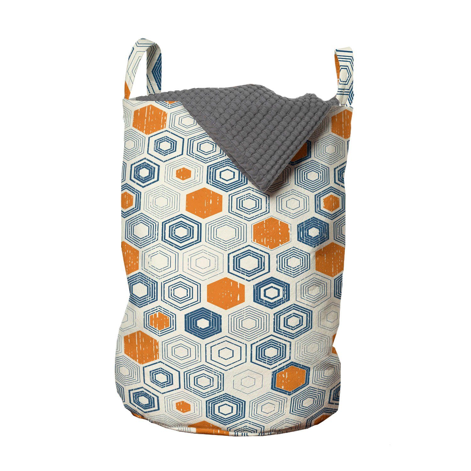 Abakuhaus Wäschesäckchen Wäschekorb mit Griffen Grunge Waschsalons, Motive Bullseye Kordelzugverschluss Hexagon für