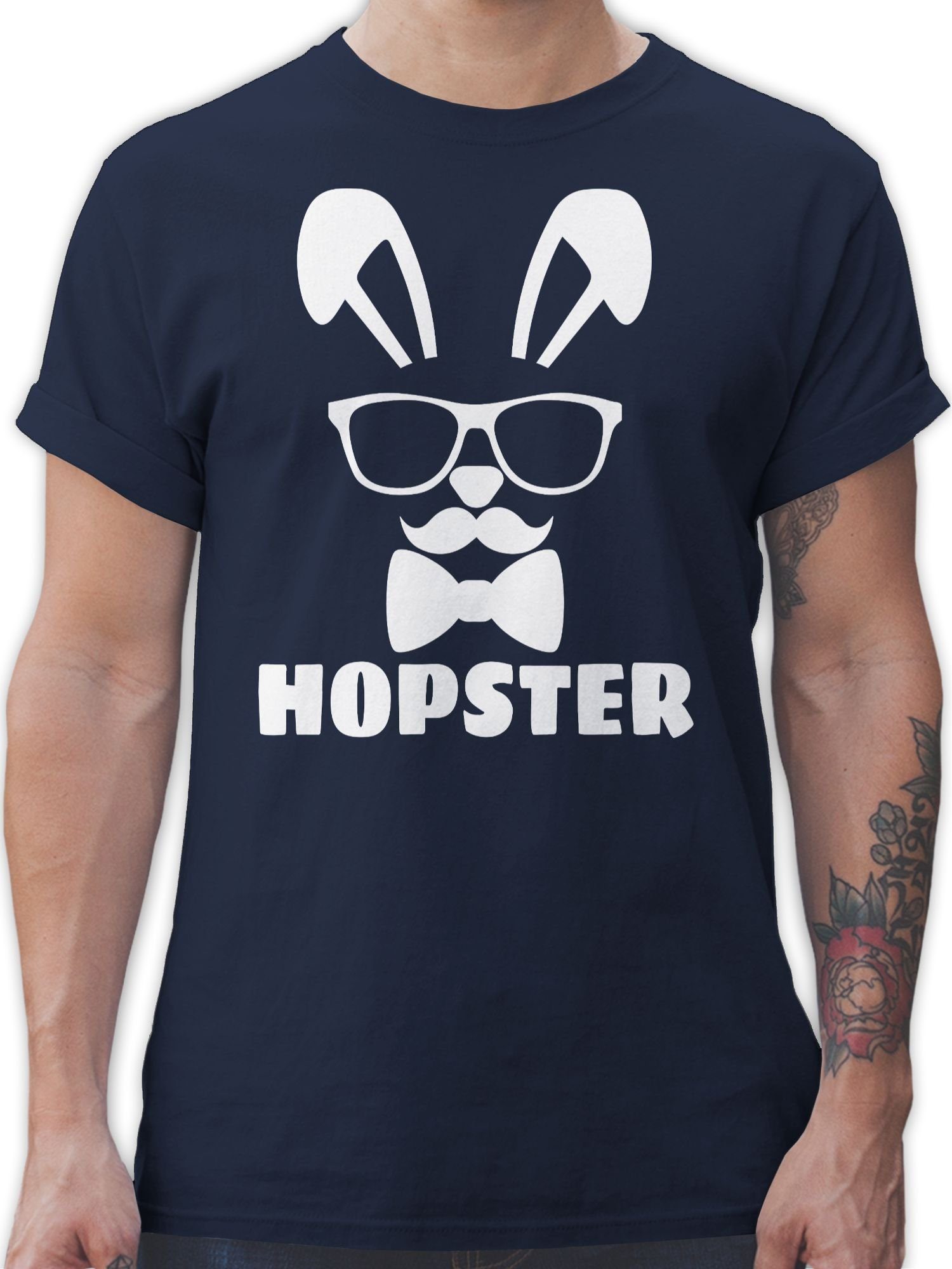 Shirtracer T-Shirt Hopster - weiß - Ostergeschenke - Herren Premium T-Shirt oder mit Osterhasen, Geschenke für Partner zu Ostern, kleine Ostergeschenke als Oster - Kleinigkeit 5 Navy Blau