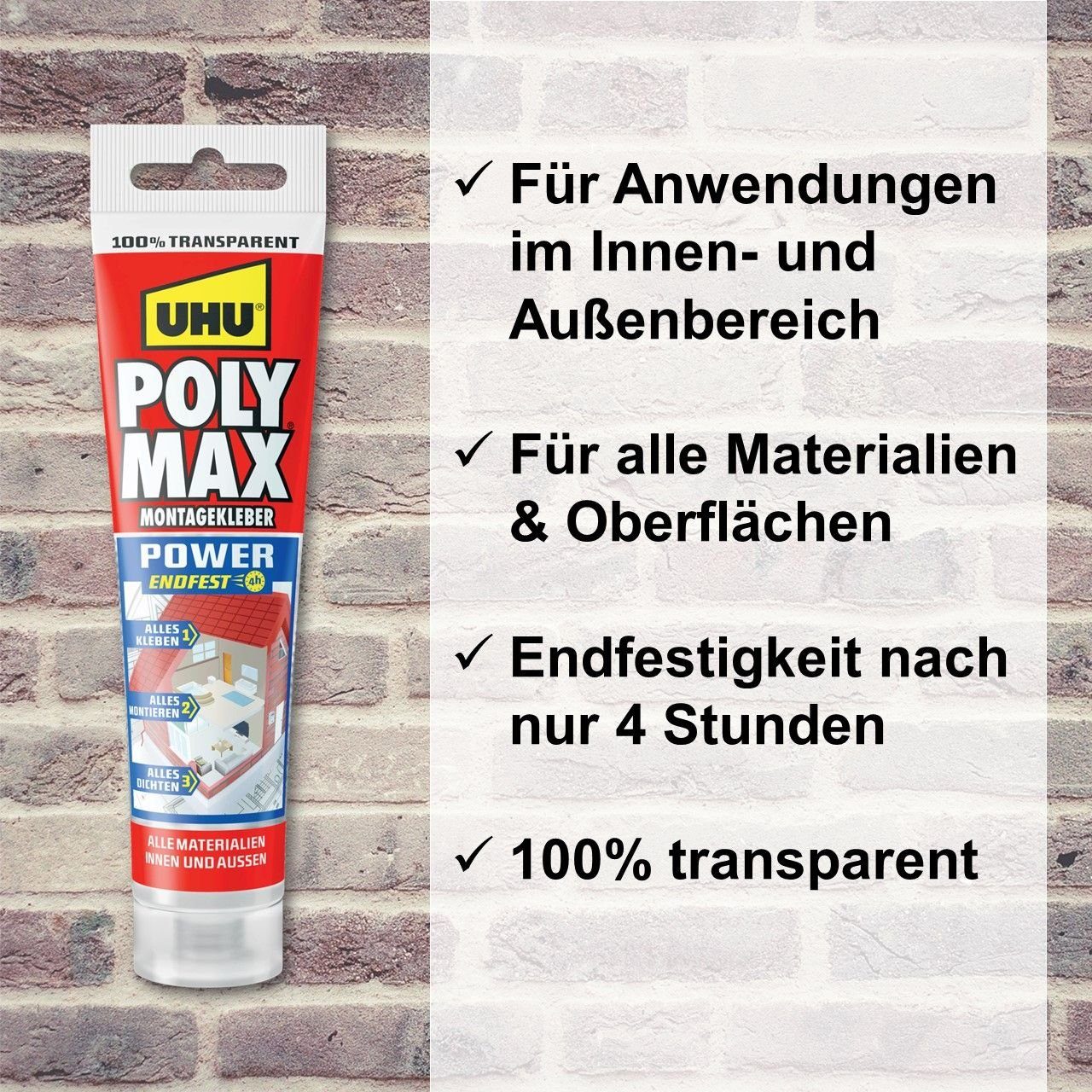 UHU Poly Max Montagekleber Power Transparent Tube 115 g günstig online kaufen