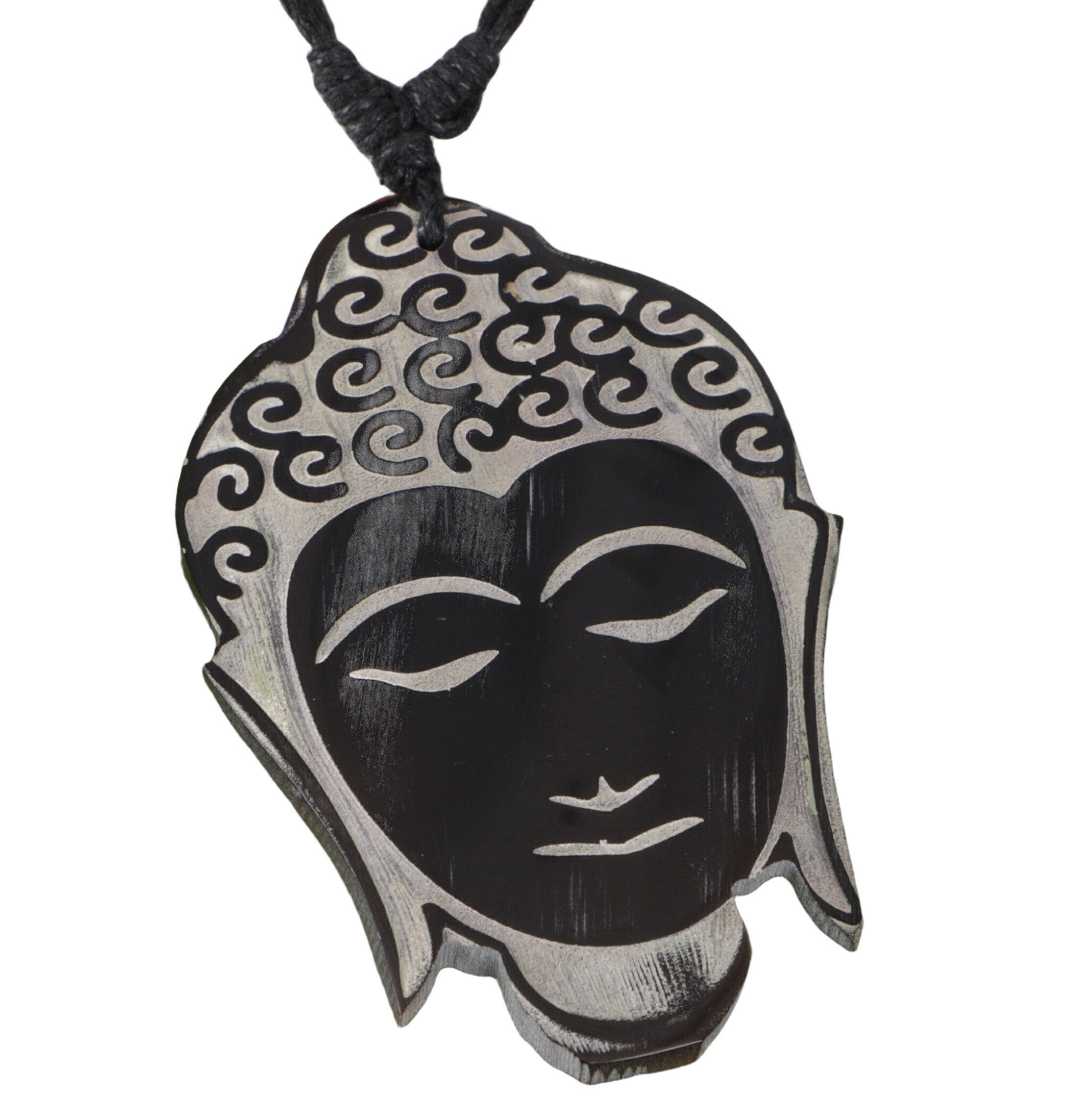 Guru-Shop Perlenkette Ethno Hornschmuck Kette, Peace Surferkette -..