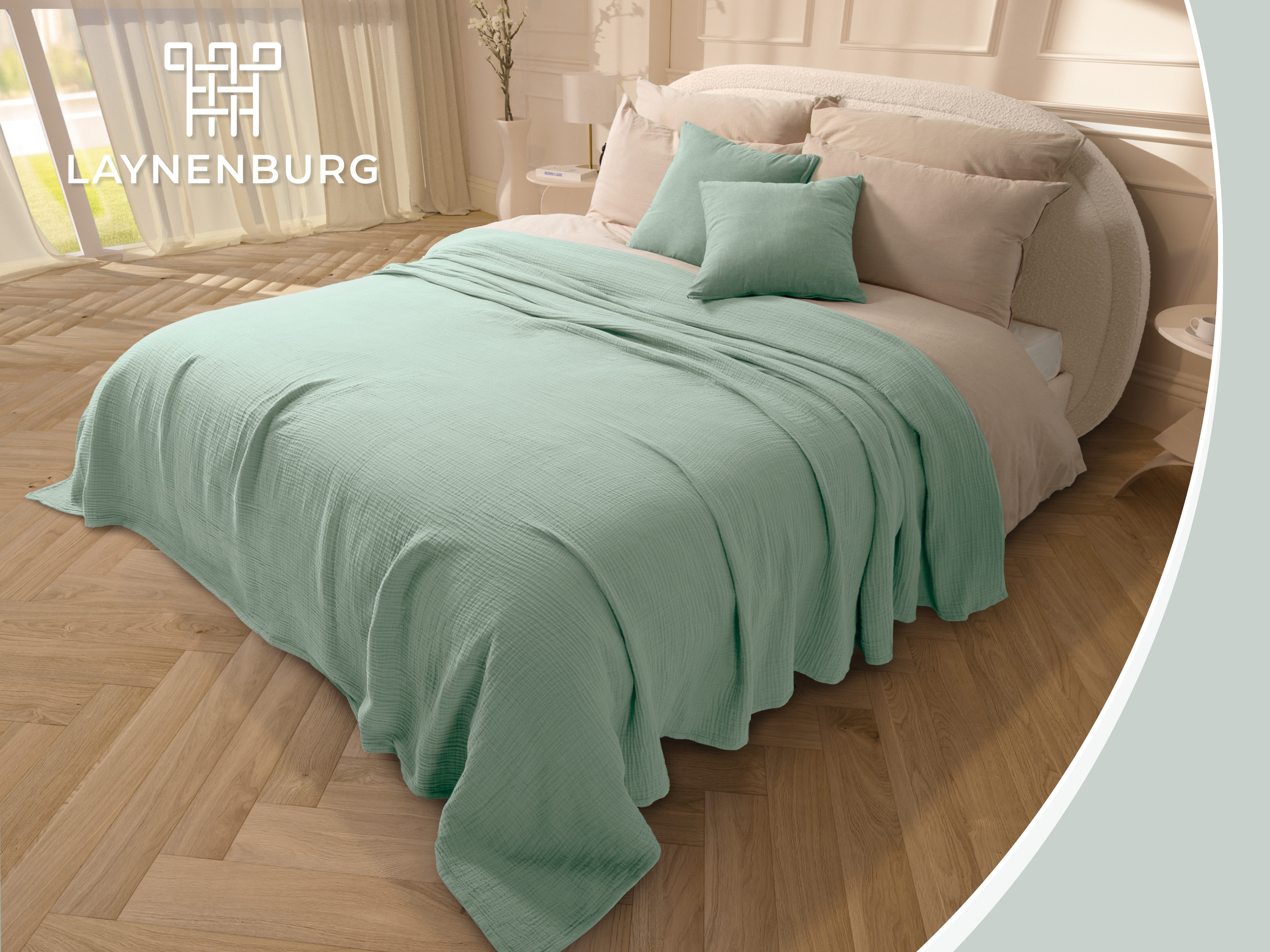 Laynenburg Tagesdecke Musselin aus 100% Baumwolle – Baumwolldecke, Kuscheld günstig online kaufen