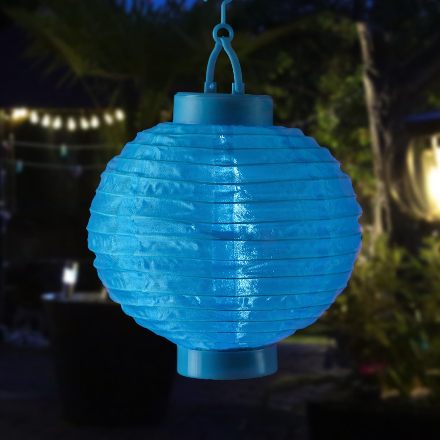 MARELIDA LED Lampion LED Solar Lampion 20cm Party Balkon Terrasse Garten Laterne blau, LED Classic, kaltweiss (5300K bis 6000K)