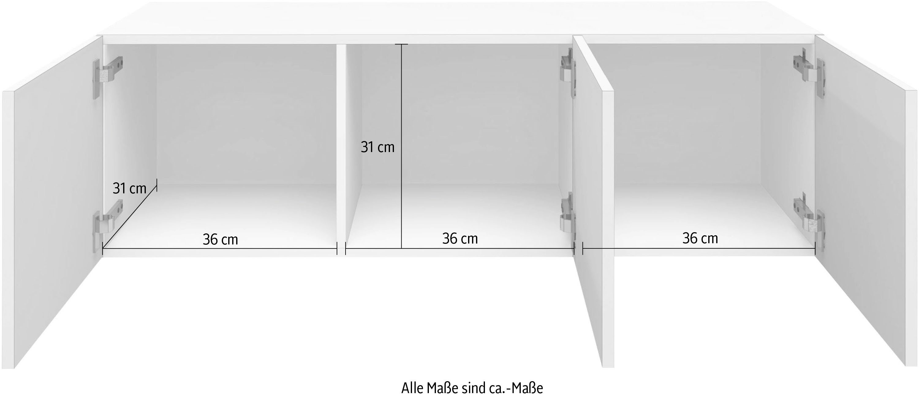 borchardt Möbel Lowboard Breite weiß matt/weiß 114 Vaasa, hängend cm, nur Hochglanz