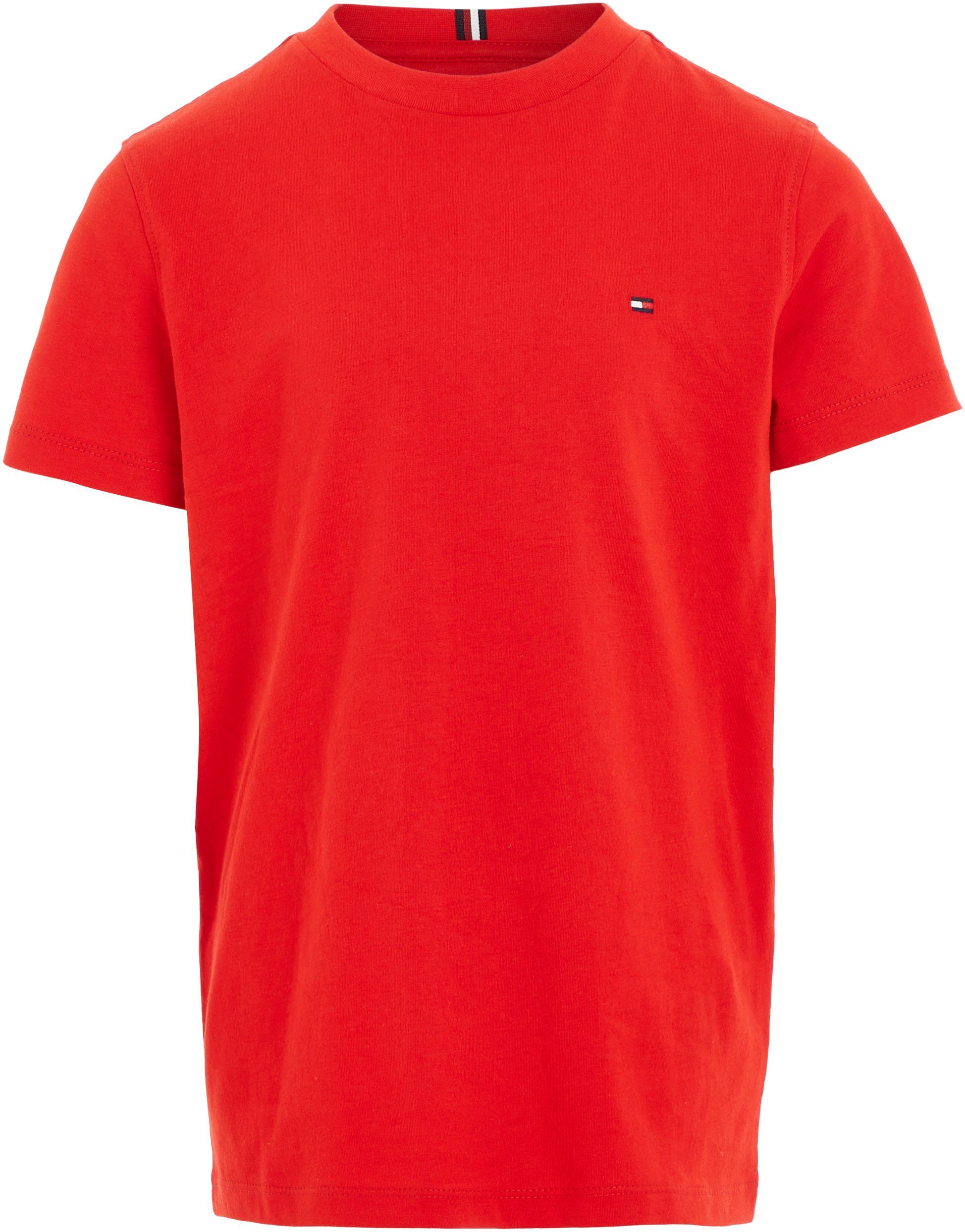 Tommy Hilfiger T-Shirt ESSENTIAL Druckknöpfen am Deep_Crimson mit Ausschnitt TEE COTTON