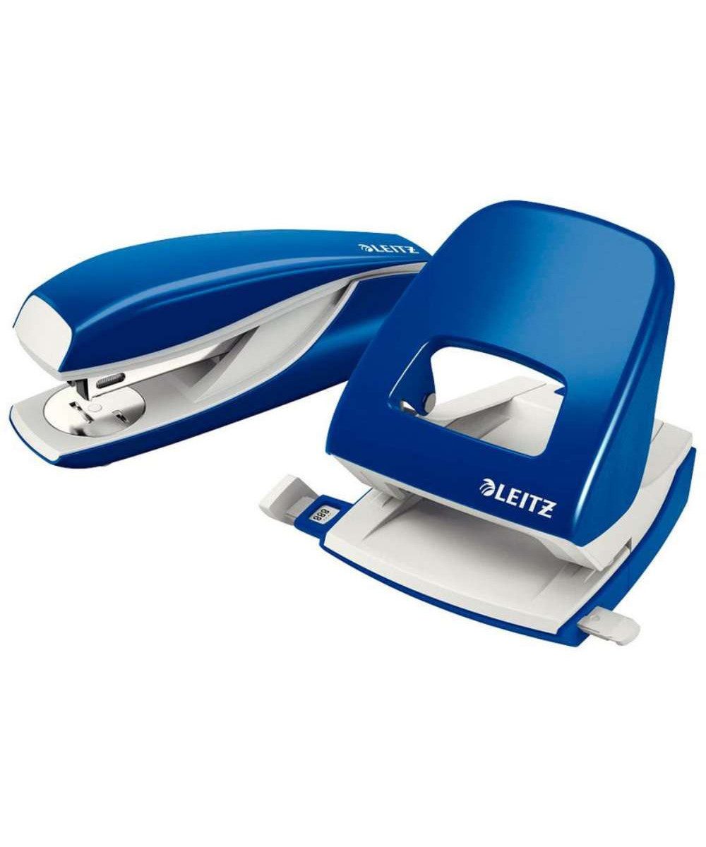LEITZ Schrankaufsatz LEITZ Locher und Heftgerät Set 2-teilig (blau), (SET, 3-St., Locher und Heftgerät Set)
