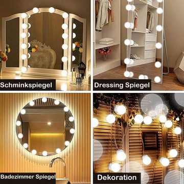 Vicbuy LED Spiegelleuchte, 14er Touch-Funktion Hollywood Lichter, 3 Farbe & Dimmbaren Helligkeitsstufen, Schminktische Leuchte, Drehbare Schminkleuchte, USB-Kabel Spiegellampe, Kosmetikspiegel