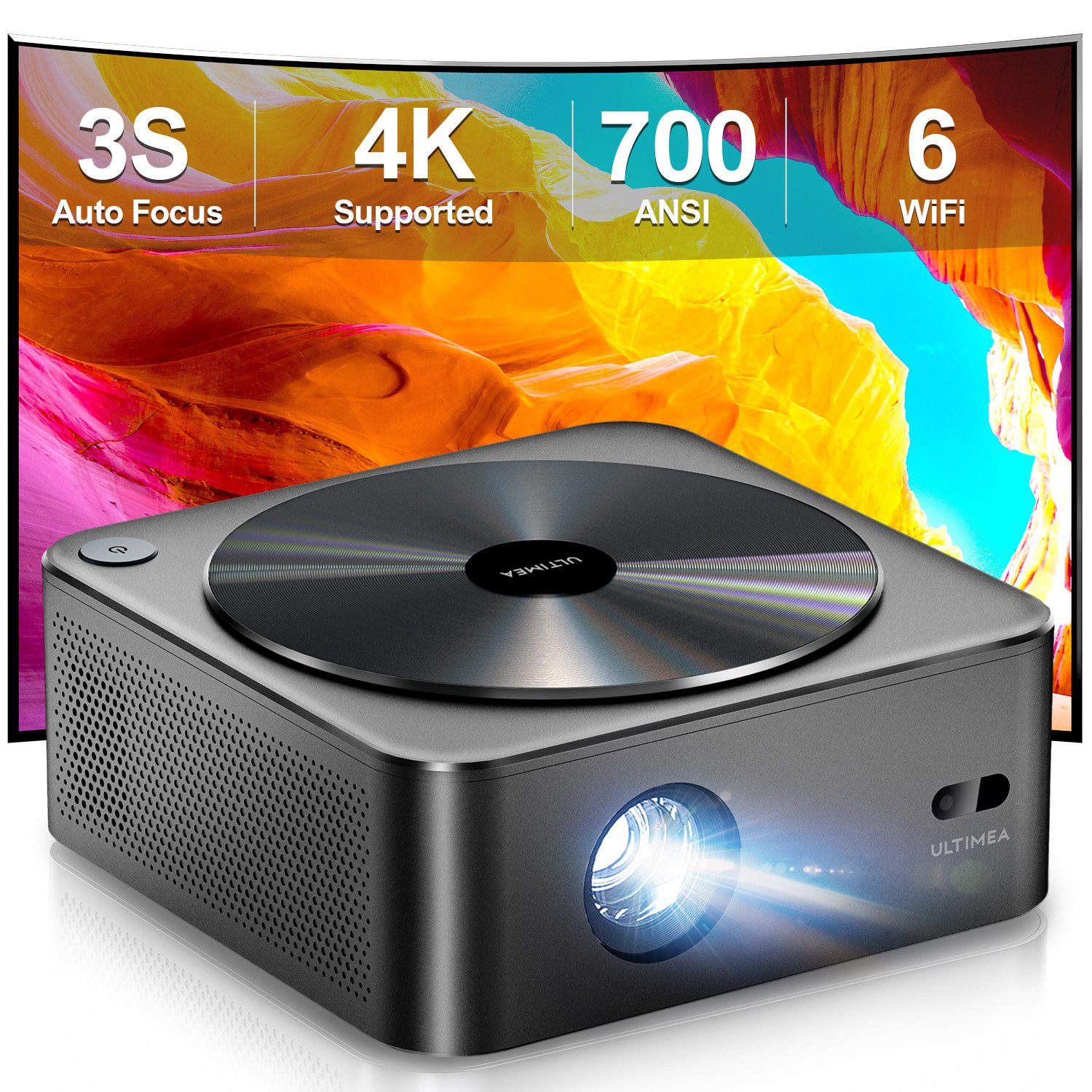 Ultimea Apollo-P40 Beamer Aktualisierte Version mit Hindernisvermeidung Beamer (21000 lm, 15000:1, 1920 x 1080 px,intelligenter Bildschirmausrichtung, 6D Trapezkorrektur&Autofokus)