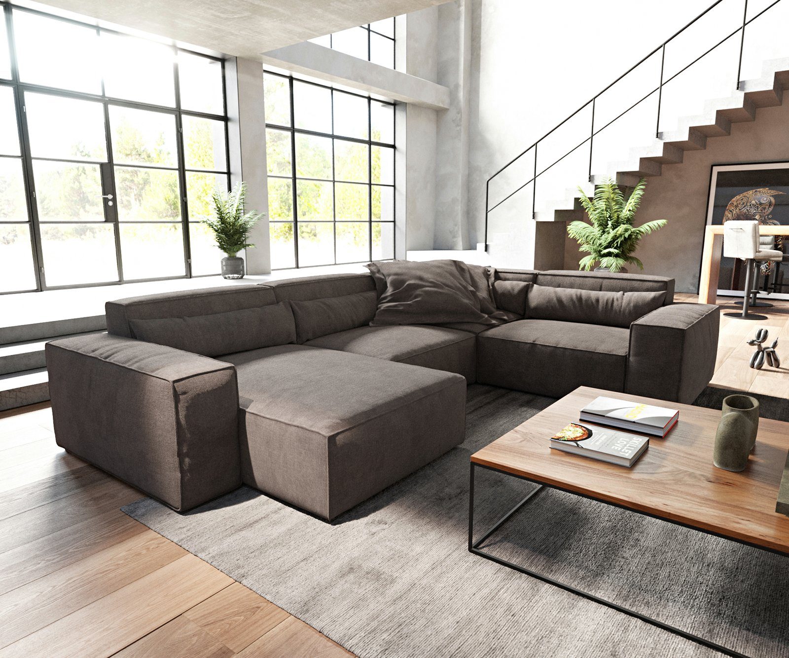 DELIFE Big-Sofa Sirpio, L Mikrofaser Khakibraun günstig online kaufen