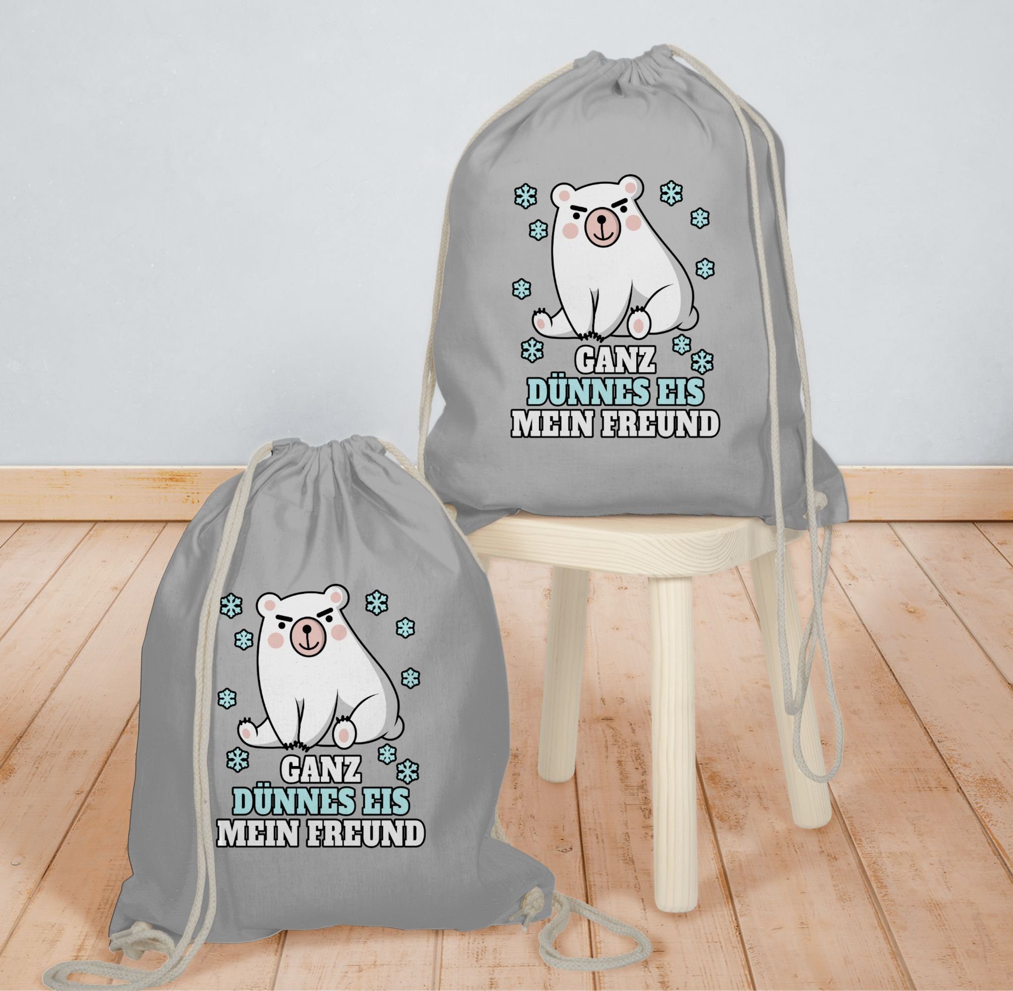 Shirtracer Turnbeutel Ganz dünnes Eis mein Freund, Sprüche Statement